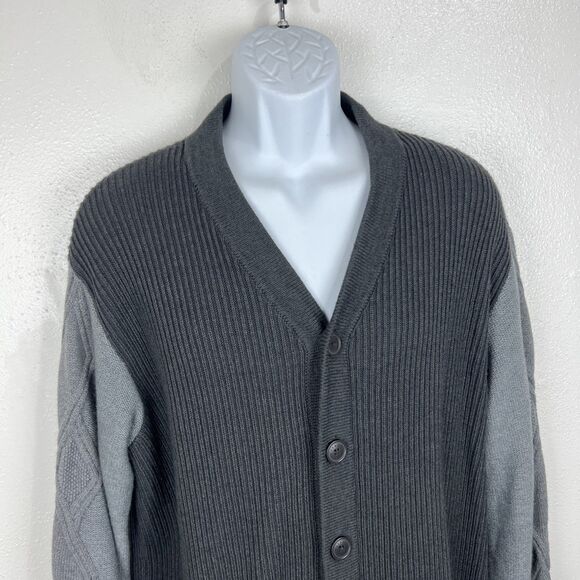 A|X Armani Exchange Sweater Men Extra Large Grey Cardigan Button Up Wool Blend - Picture 5 of 16